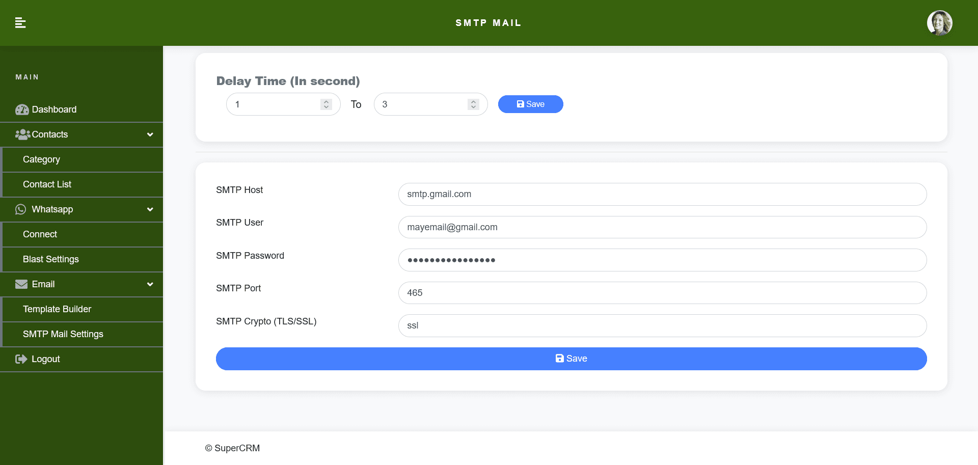 Super CRM: pengaturan email